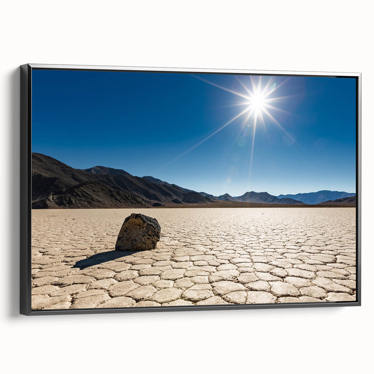 Black and white framed canvas of Death Valley landscape, ideal for bedroom wall art.