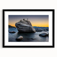 Extra large abstract art print of Lake Tahoe with vibrant, textured colors on a black framed canvas.