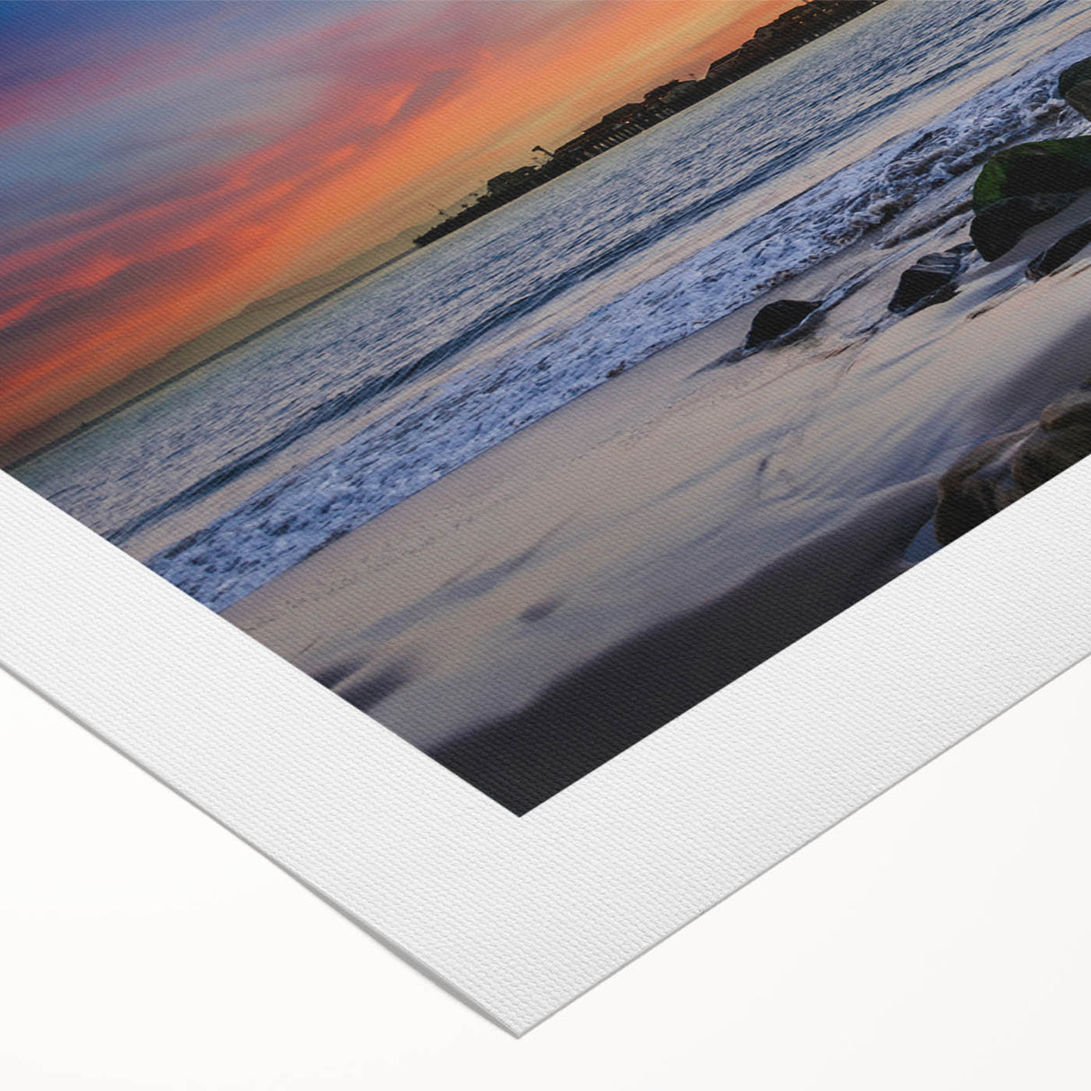 Art deco poster of Santa Barbara scenery in pastel shades on rolled canvas, suitable for dining room wall art.