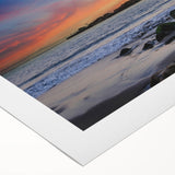 Art deco poster of Santa Barbara scenery in pastel shades on rolled canvas, suitable for dining room wall art.