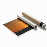 Extra large rolled print of Santa Cruz scenery with floral elements in soft pastel shades.