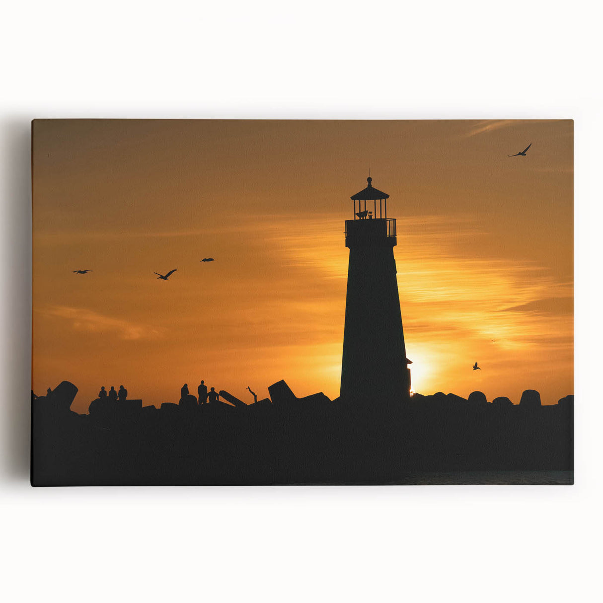 Black and white photograph of Santa Cruz on stretched canvas, ideal for kitchen wall art.
