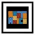 Abstract art print of Santa Monica scenery in vibrant colors on a textured, extra large canvas, ideal for living room decor.