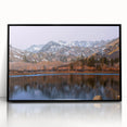 Large abstract wall art of Sierra Nevada in muted earth tones, acrylic print in black frame.