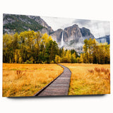 Acrylic print of Yosemite scenery with vibrant green and blue hues, ideal for bedroom or dining room art.