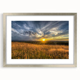 Textured abstract art print of Boulder, Colorado, in muted earth tones on a framed silver mat, suitable for bedroom decor.