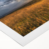 Art deco poster of Boulder, Colorado scenery in muted earth tones on rolled canvas, suitable for dining room wall art.
