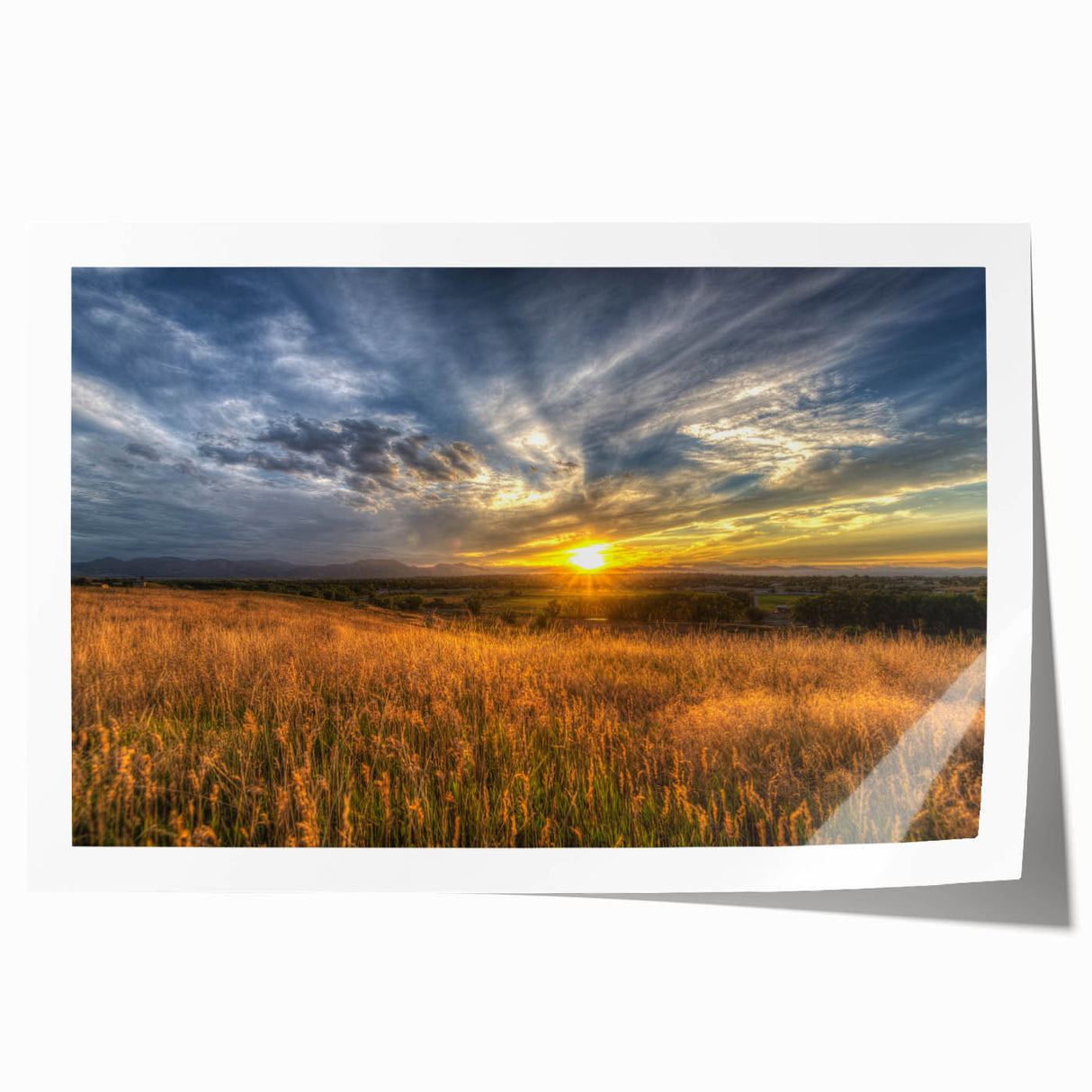 Rolled print of Boulder, Colorado scenery in pastel shades, ideal for art wall dining room.