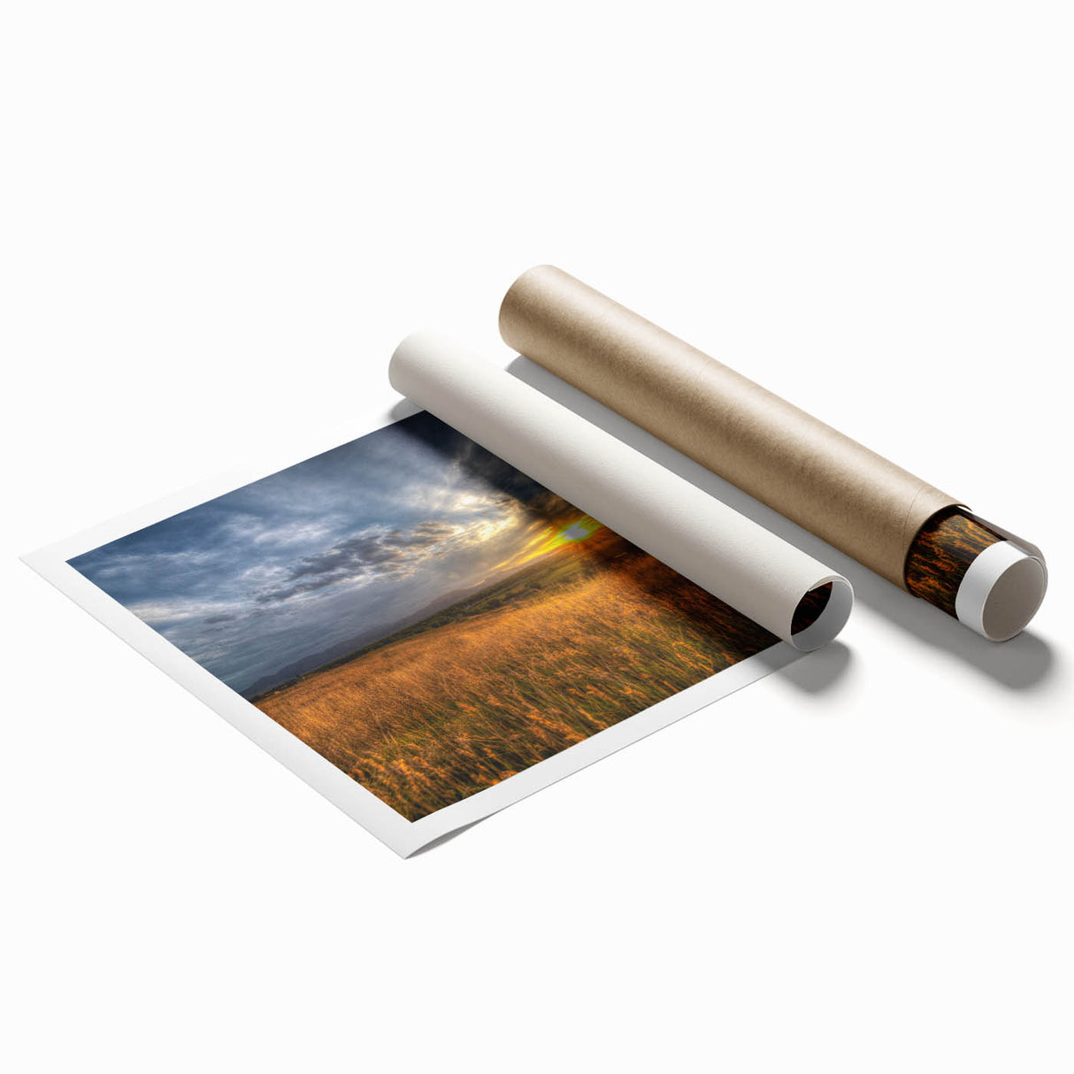 Rolled print of a Boulder, Colorado scenery in muted earth tones, suitable for classy bathroom wall art.