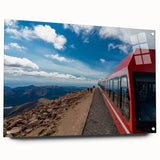 Acrylic print of Pikes Peak in Colorado featuring muted earth tones, ideal for bedroom or dining room decor.