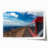 Extra large rolled print of Pikes Peak with vibrant green and blue tones, suitable for art wall dining room.