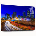 Acrylic print of a large abstract depiction of Connecticut scenery, using cool blue and green shades.