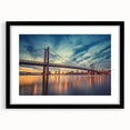 Abstract art print of a Delaware landscape in vibrant colors on a large framed canvas, ideal for living room decor.
