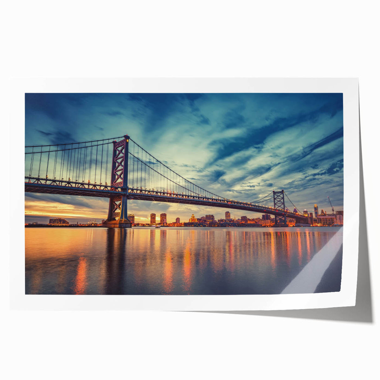 Delaware landscape with soft floral elements in pastel shades on a rolled canvas, suitable for dining room decor.