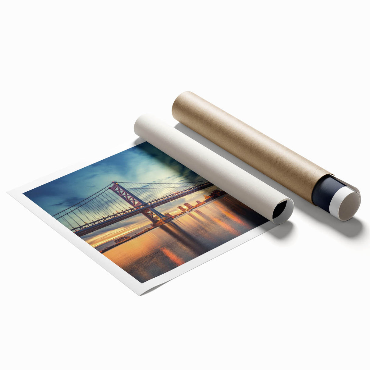 Delaware scenery on large rolled print featuring muted floral art, ideal for classy bathroom wall art.