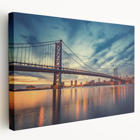 Delaware landscape on large stretched canvas with green and blue tones, suitable for kitchen wall art.