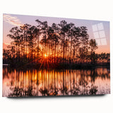 Acrylic print of large abstract Everglades scenery in green and blue tones, suitable for bedroom or dining room art.