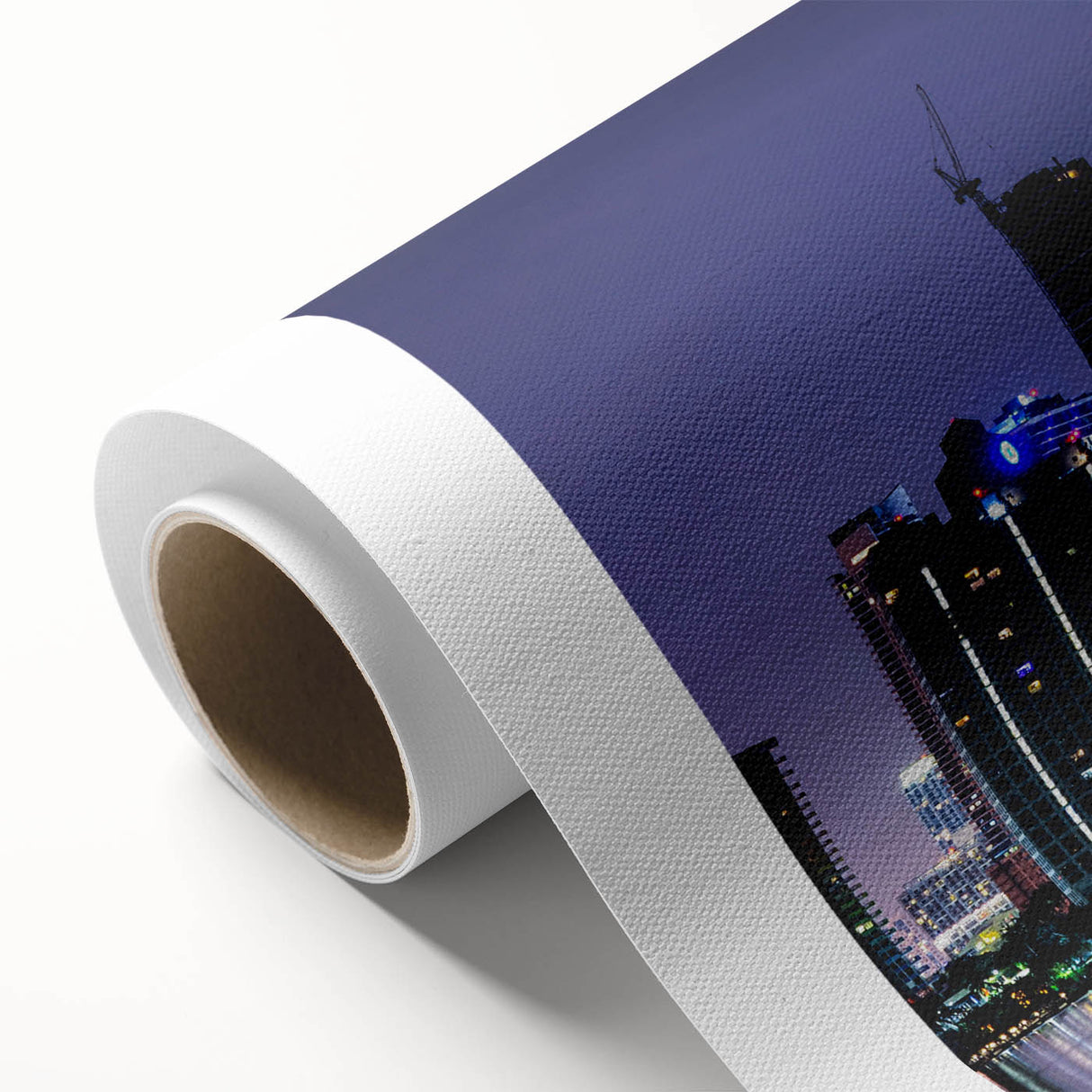 Art Deco style poster of Miami skyline with pastel shades on rolled canvas, ideal for nursery wall art or dining room decor.