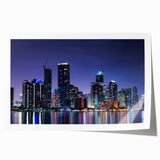 Extra large rolled print of Miami scenery with vibrant twilight hues, ideal for dining room wall art.