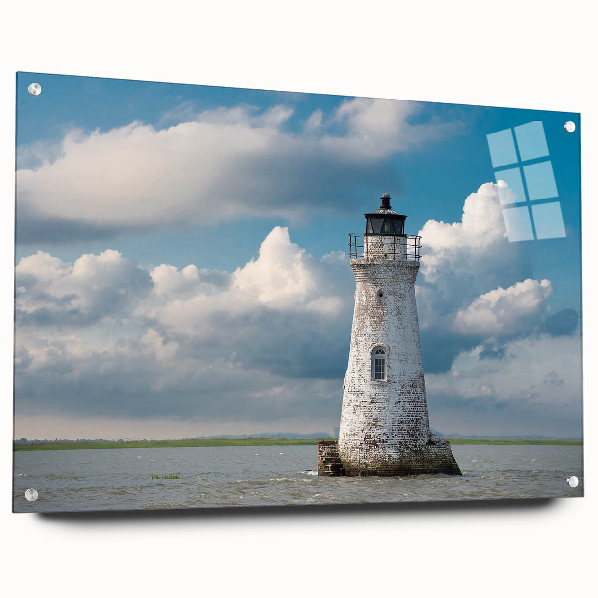 Acrylic print of Savannah, Georgia scenery in muted green and blue tones, ideal for dining room art.
