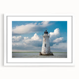 Abstract art print of Savannah landscape in muted green and blue tones, framed with a white mat, ideal for dining room decor.