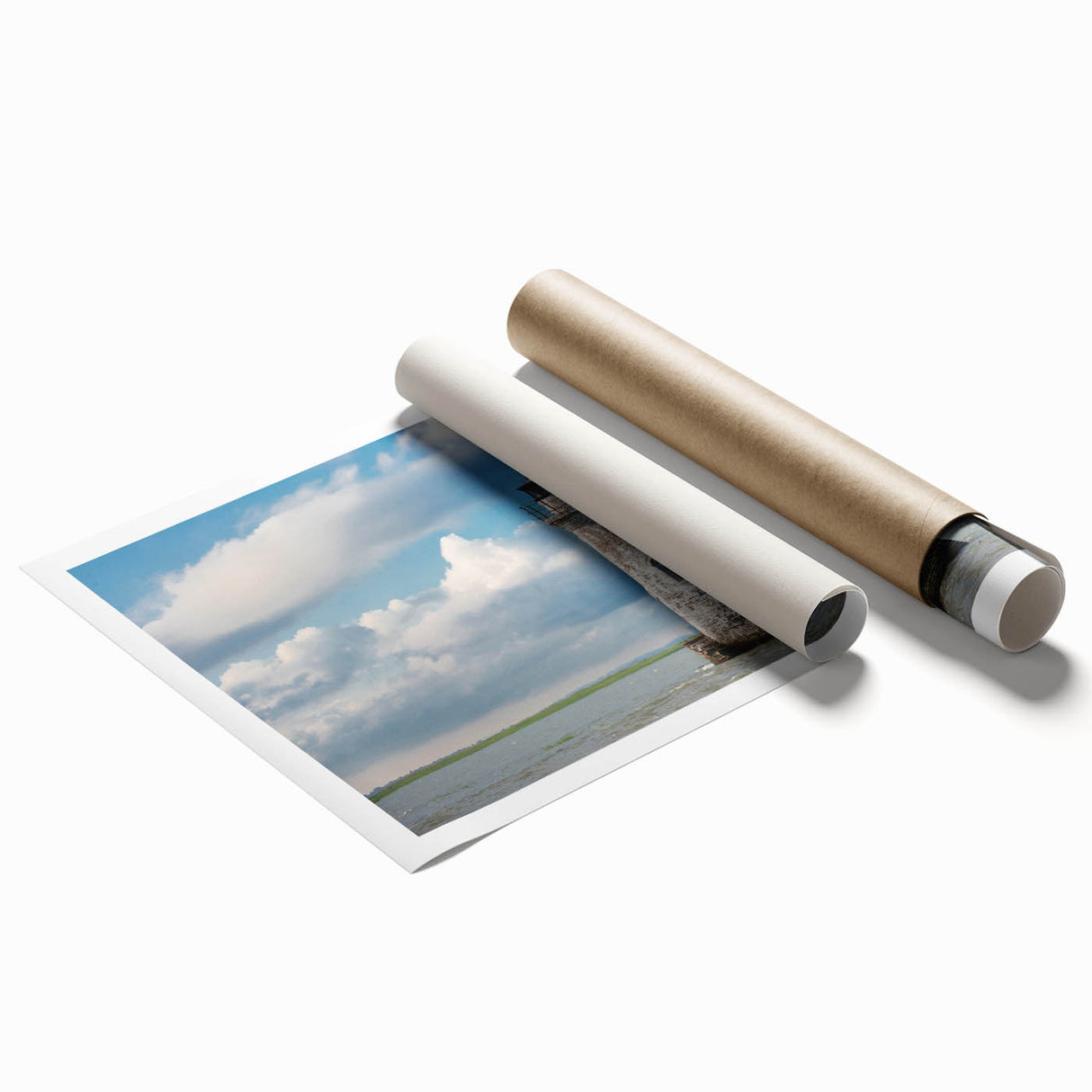 Extra large rolled print of Savannah scenery with vibrant green and floral elements, suitable as classy bathroom wall art.