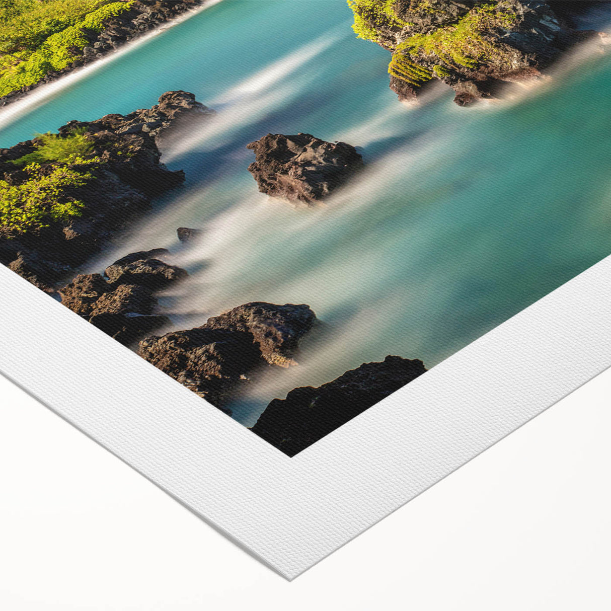 Art deco poster of Maui scenery in pastel shades on rolled canvas, ideal for dining room wall art.