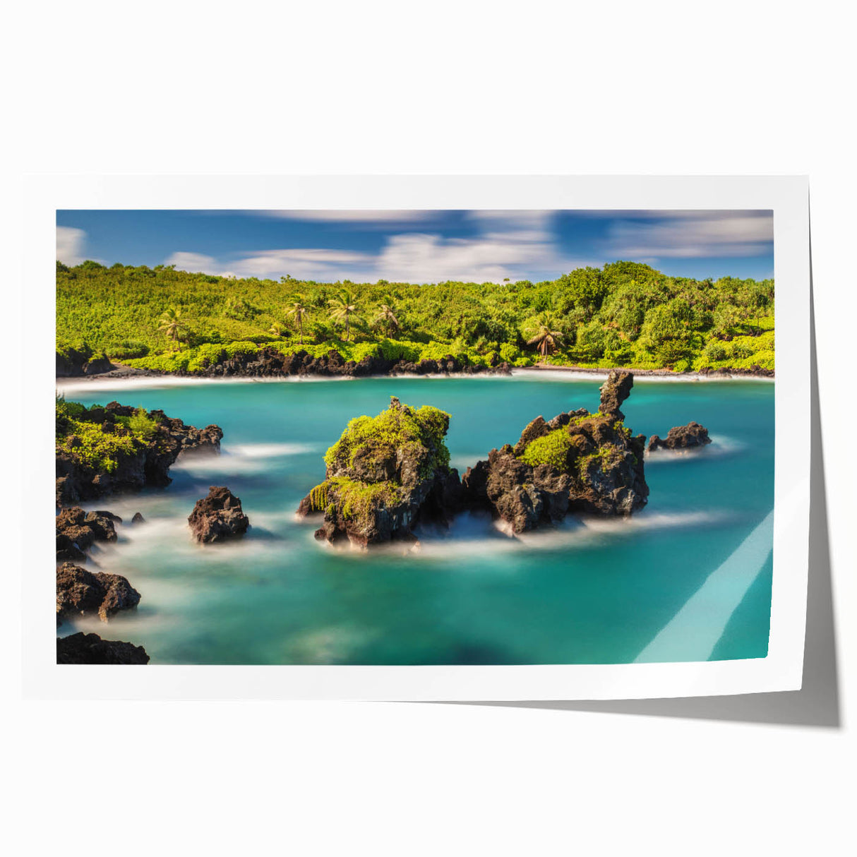 Extra large rolled print of Maui scenery with vibrant sunset colors, ideal for art wall dining room.
