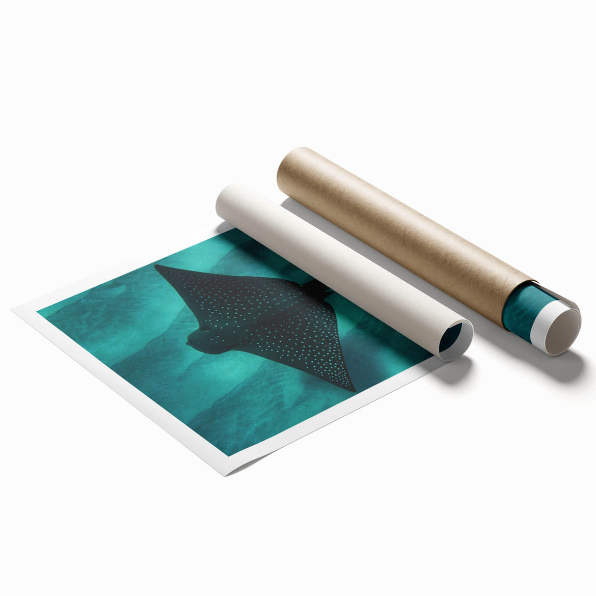 Rolled print of Oahu, Hawaii scenery with vibrant green and blue tones, ideal for classy bathroom wall art.