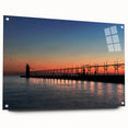 Acrylic print of a large abstract depiction of Lake Michigan, using blue and green tones.