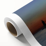 Art deco poster of Lake Michigan with muted blues and grays on rolled canvas, ideal for nursery wall art.