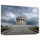 Large abstract wall art print of Indiana scenery on acrylic glass, in muted earth tones.