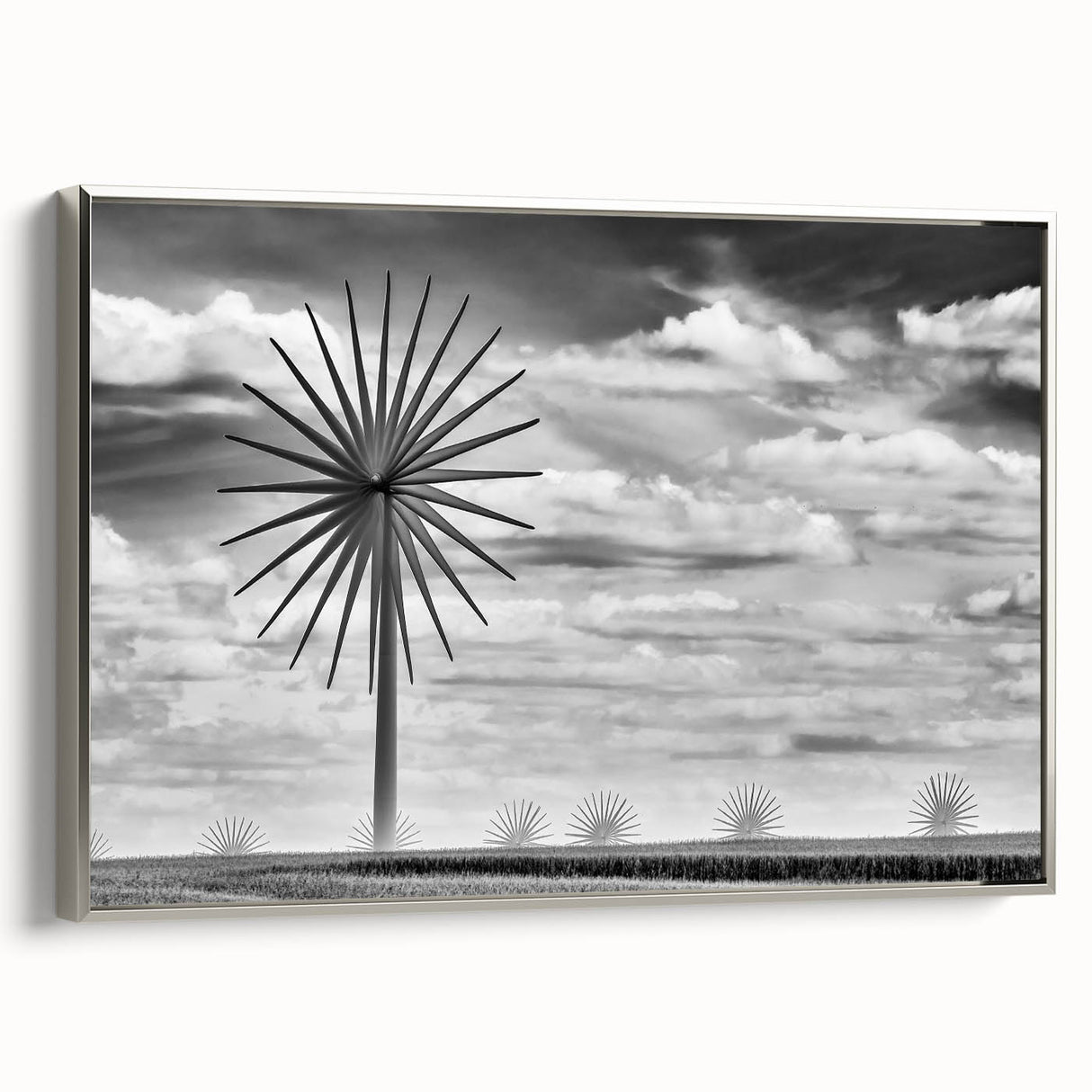 Framed canvas featuring a vintage-style landscape painting of Iowa's scenery in vibrant colors, ideal for living room decor.