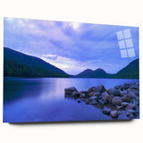 Acrylic print of Acadia National Park in Maine, featuring serene blue and green tones, ideal for bedroom or dining room art.