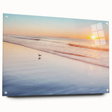 Acrylic print of a serene Maine landscape in muted blues and greens, ideal for bedroom or dining room decor.