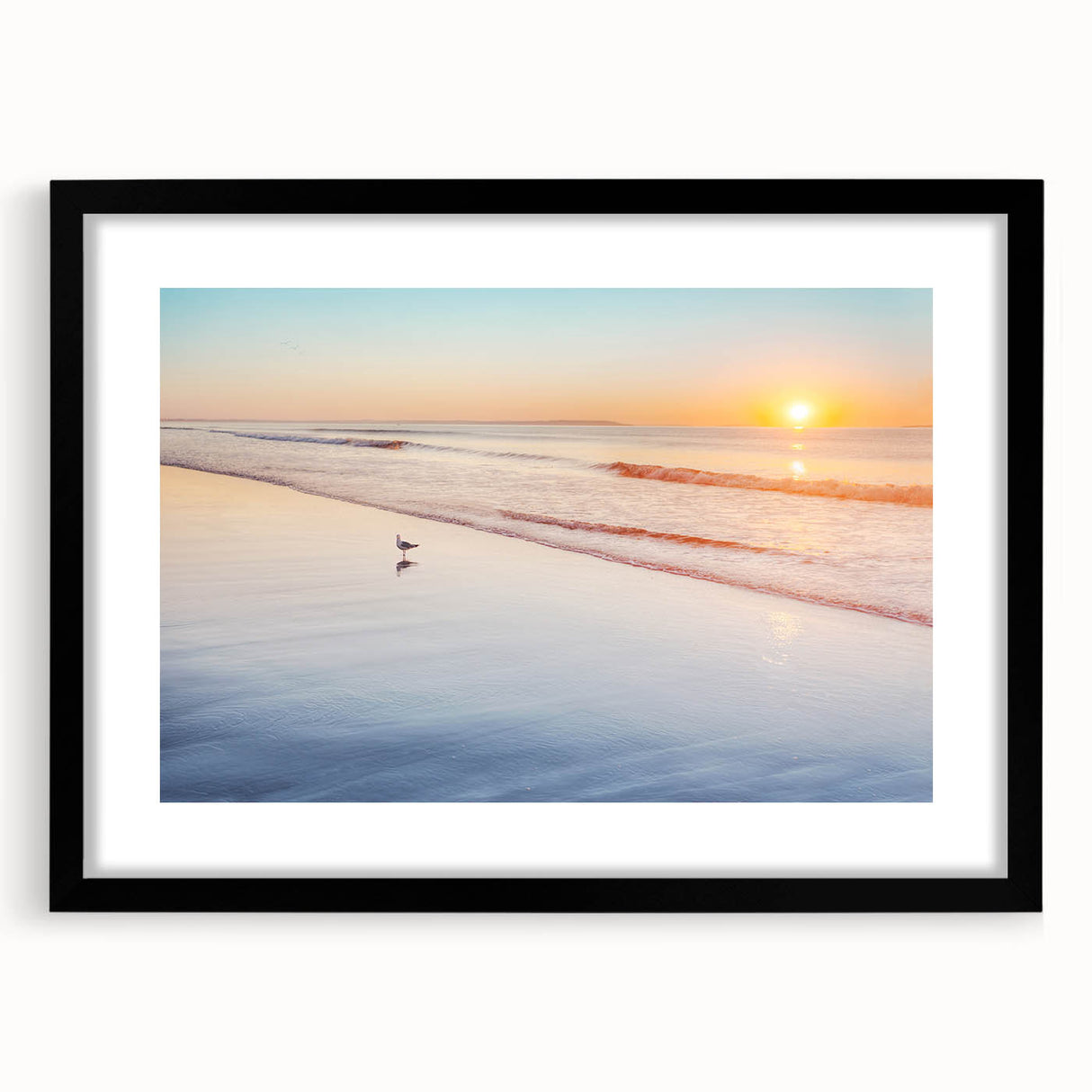 Abstract art print of Maine scenery in colorful, textured style on extra large framed canvas, ideal for living room decor.