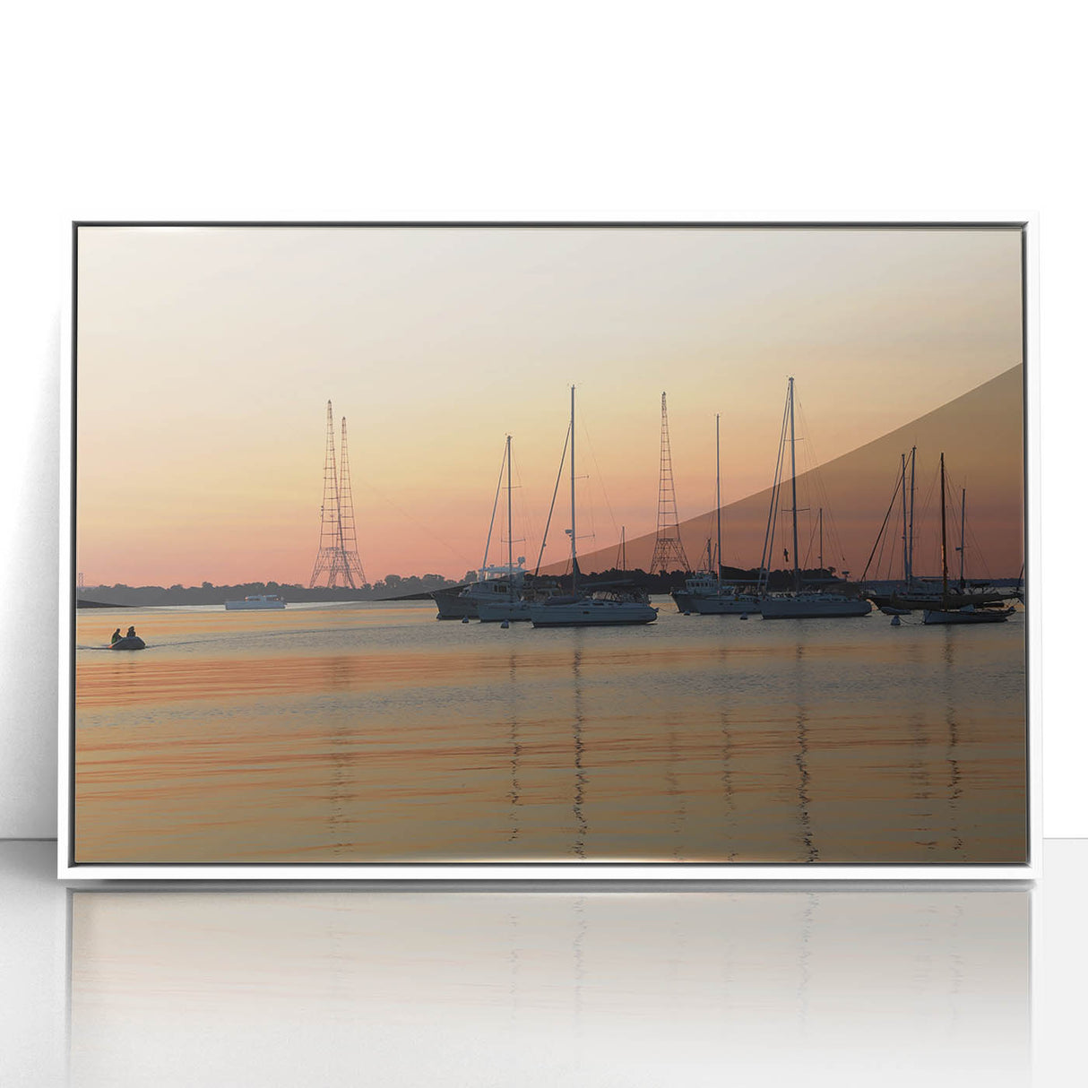 Acrylic print of Annapolis scenery in art deco style with pastel colors, ideal for modern nursery wall art.