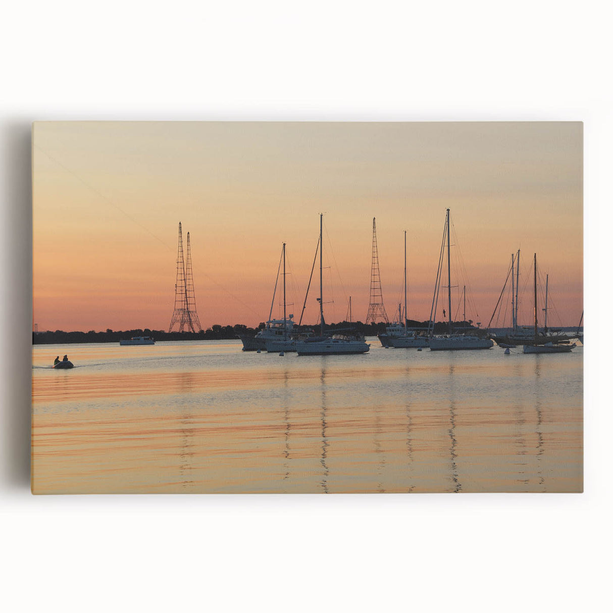 Black and white photo of Annapolis skyline on stretched canvas, ideal for kitchen wall art.