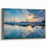 Framed canvas wall art featuring a vintage-style landscape of Baltimore in muted black and gold tones.