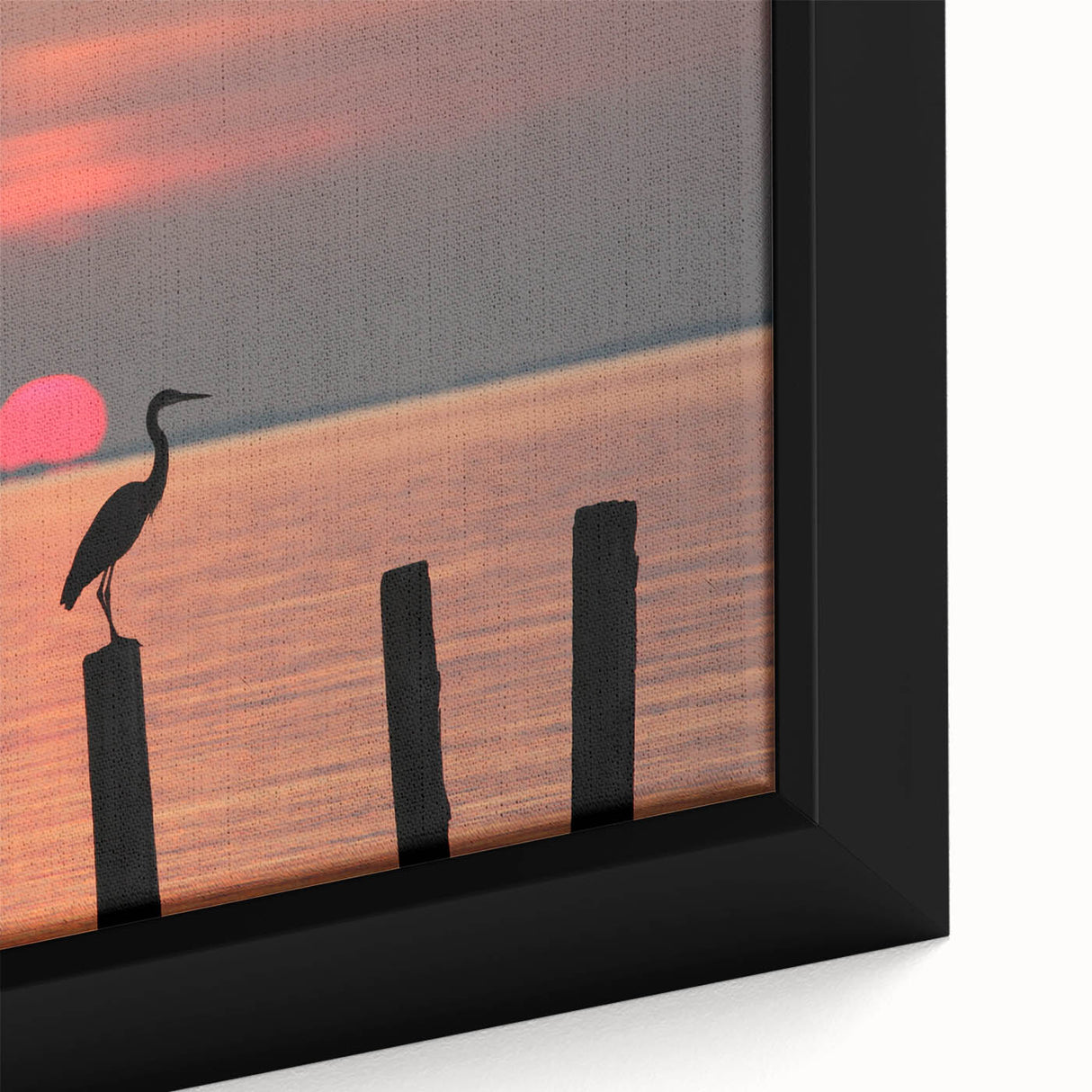 Extra large framed canvas of textured Chesapeake Bay scenery in black with colorful art accents.
