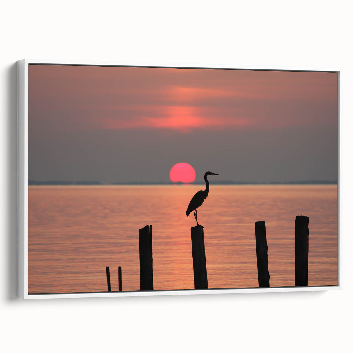Vintage poster art of Chesapeake Bay on a framed canvas, featuring a colorful palette, ideal for living room decor.