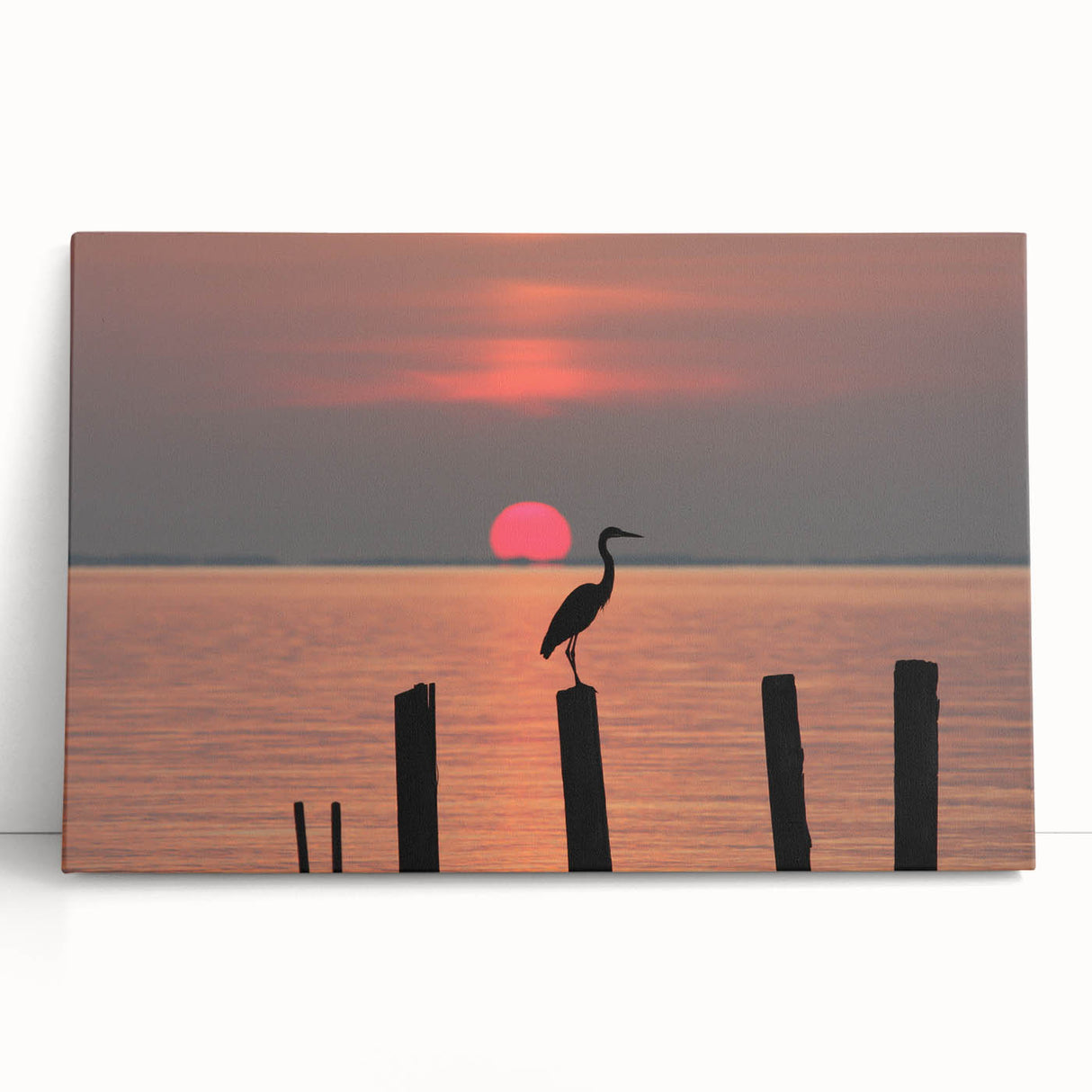 Black and white photo of Chesapeake Bay on stretched canvas, suitable as large kitchen wall art or for bedroom decor.