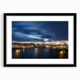 Abstract art print of a colorful, textured Massachusetts scenery on a large, framed canvas, ideal for living room decor.