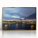 Framed acrylic print of a serene Nantucket landscape in soft pastel shades, ideal for modern nursery wall art.