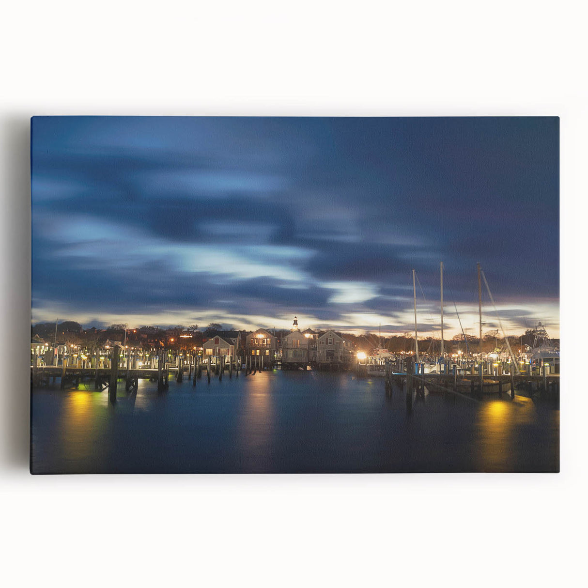 Black and white stretched canvas of Nantucket scenery, ideal for kitchen wall art.
