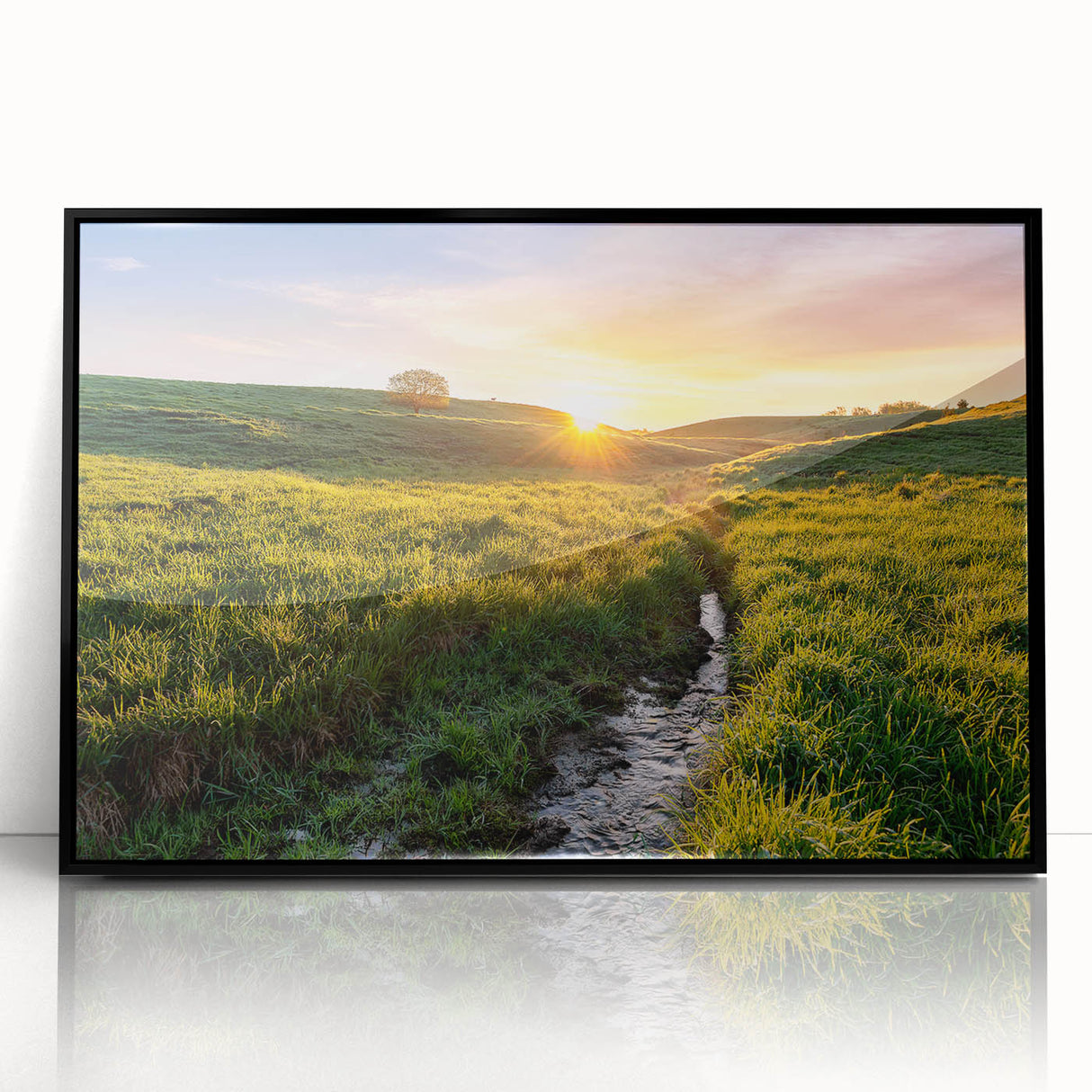 Large abstract wall art featuring a Minnesota landscape in muted earth tones on a framed acrylic.