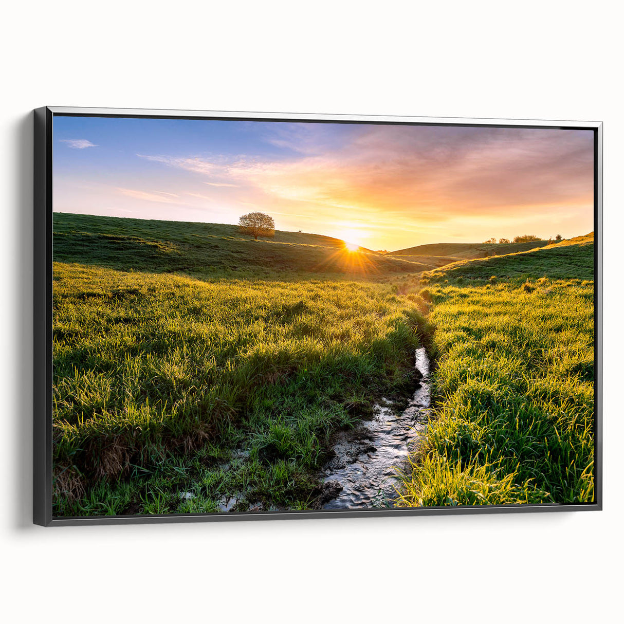 Black and white landscape art painting of Minnesota scenery on framed canvas, suitable for bedroom wall decor.