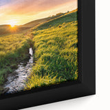 Extra large framed canvas of a textured Minnesota landscape in black with colorful highlights, ideal for living room decor.
