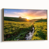 Framed canvas featuring a vintage-style Minnesota landscape in muted gold and black tones, ideal for bedroom wall decor.