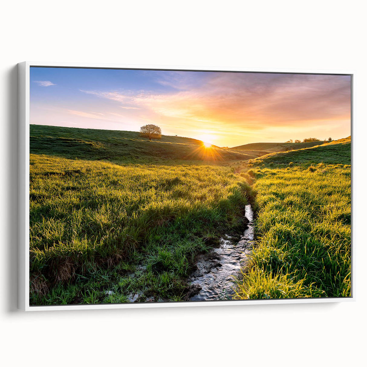 Vintage poster art of Minnesota scenery on extra large framed canvas, featuring colorful art with black accents.